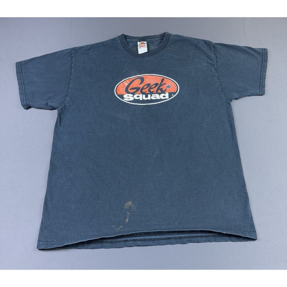 Rare Vintage Y2K Geek Squad Black Faded XL Tee Humor Funny Statement Computer